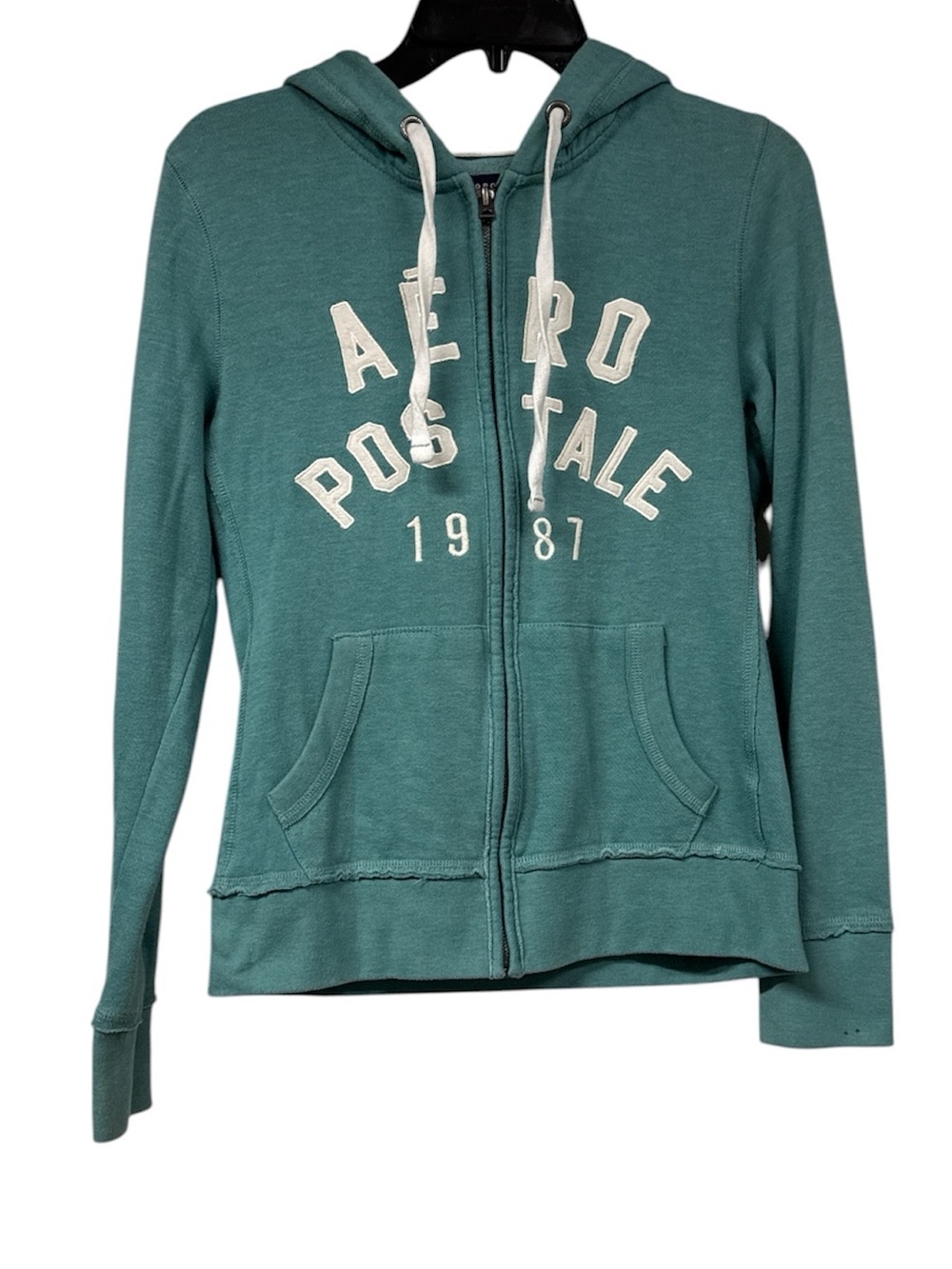 Aeropostale Teal Zip-Up Hoodie with White Logo
